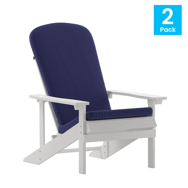 Riviera Set of 2 Weather Resistant Adirondack Patio Chairs With Vertical Lattice Backs and Comfort Foam Cushions