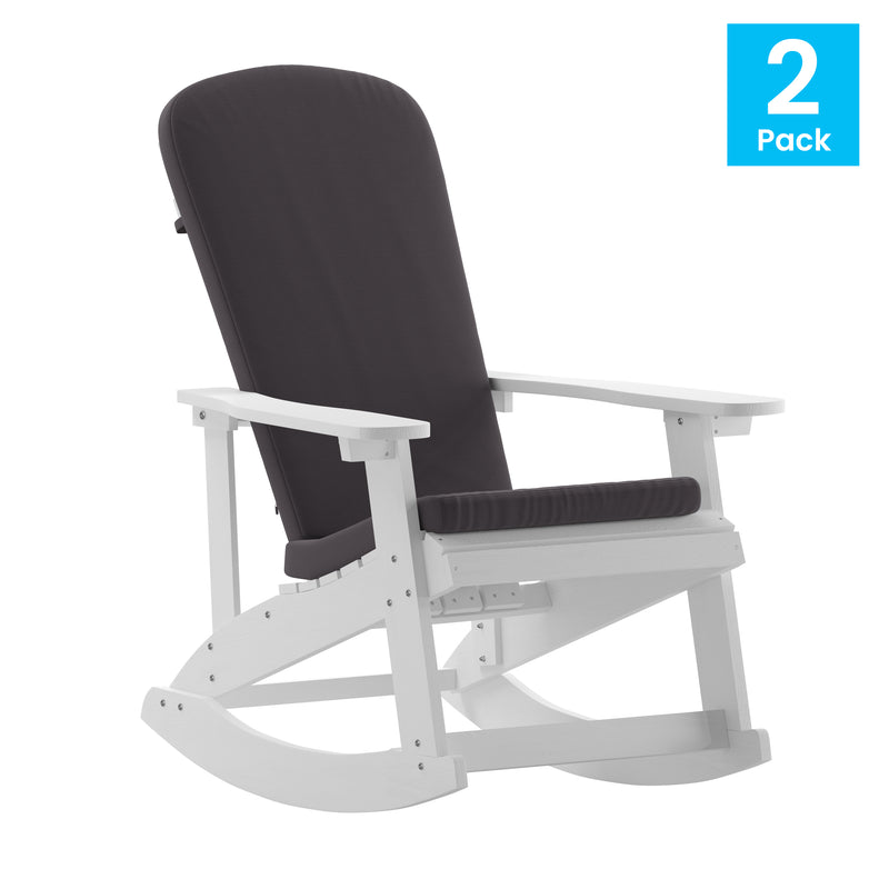 Atlantic All-Weather Polyresin Adirondack Rocking Chair with Vertical Slats and Weather Resistant Cushions