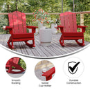 Ridley Adirondack Rocking Chair with Cup Holder, Weather Resistant HDPE Adirondack Rocking Chair in Red, Set of 2