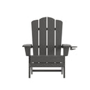 Nassau Adirondack Chair with Cup Holder, Weather Resistant HDPE Adirondack Chair in Gray, Set of 4