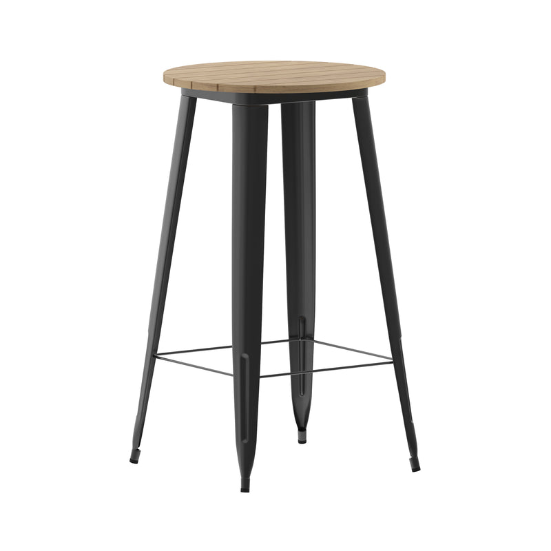 Dryden Indoor/Outdoor Bar Top Table, 23.75" Round All Weather Poly Resin Top with Steel base