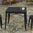 Hara 31.5" Square Indoor/Outdoor Black Steel Patio Dining Table for 4