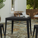 Hara 31.5" Square Indoor/Outdoor Black Steel Patio Dining Table for 4