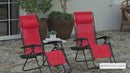 Merrill Set of 2 Red Folding Mesh Upholstered Zero Gravity Chair with Removable Pillow and Cupholder Tray