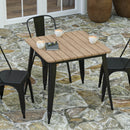 Dryden Indoor/Outdoor Dining Table, 31.5" Square All Weather Poly Resin Top with Steel Base