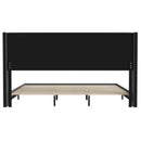 Percy Modern Platform Bed with Padded Channel Stitched Faux Linen Upholstered Wingback Headboard and 8.6" Underbed Clearance