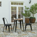 Dryden Indoor/Outdoor Dining Table, 23.75" Round All Weather Poly Resin Top with Steel Base