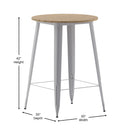 Dryden Indoor/Outdoor Bar Top Table, 30" Round All Weather Poly Resin Top with Steel base