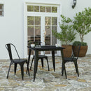 Dryden Indoor/Outdoor Dining Table, 31.5" Square All Weather Poly Resin Top with Steel Base