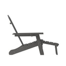 Nassau Adirondack Chair with Cup Holder and Pull Out Ottoman, All-Weather HDPE Indoor/Outdoor Lounge Chair, Set of 2