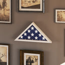 Sabore Whitewashed Solid Wood Military Memorial Flag Display Case for 9.5' x 5' American Veteran Flag