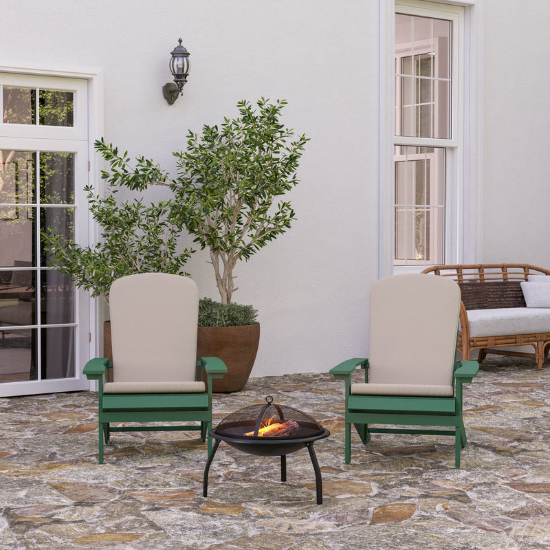 Riviera Set of 2 Weather Resistant Adirondack Patio Chairs With Vertical Lattice Backs and Comfort Foam Cushions