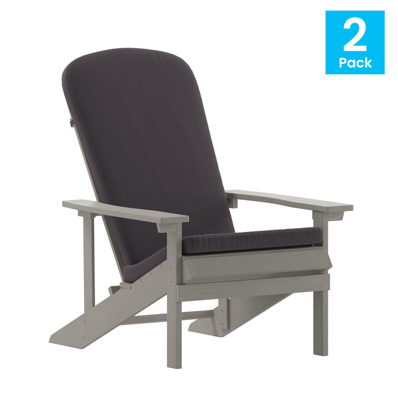 Riviera Set of 2 Weather Resistant Adirondack Patio Chairs With Vertical Lattice Backs and Comfort Foam Cushions