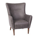 Regal Traditional Wingback Accent Chair, Faux Leather Upholstery and Wooden Frame and Legs