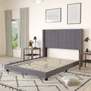 Sana Modern Gray Velvet Upholstered Platform Bed Frame with Padded, Tufted Wingback Headboard and Wood Support Slats, No Box Spring Required