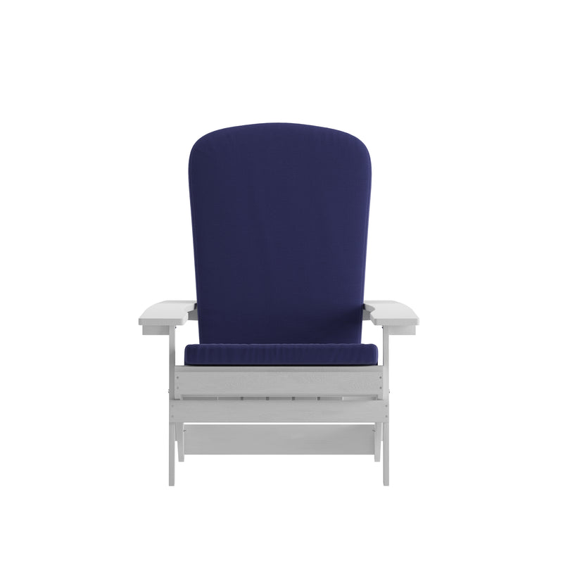 Riviera Set of 2 Weather Resistant Folding Adirondack Patio Chairs With Vertical Lattice Backs and Comfort Foam Cushions