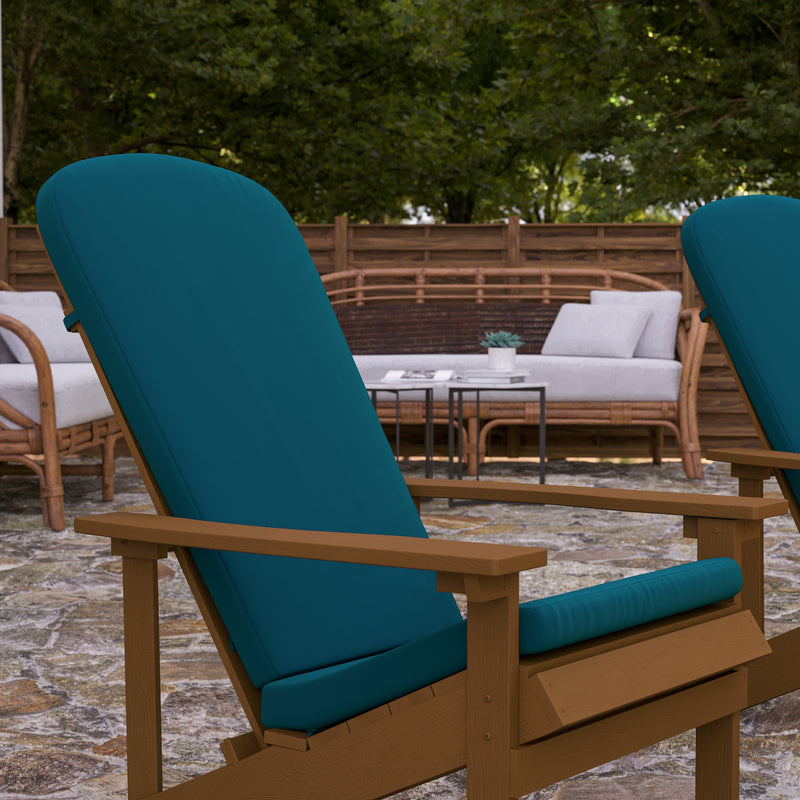 Riviera Set of 2 Weather Resistant Adirondack Patio Chairs With Vertical Lattice Backs and Comfort Foam Cushions