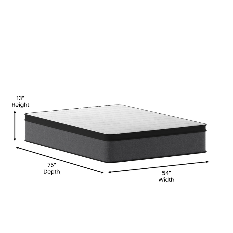 Lofton 13" Euro Top Full Size Mattress in a Box with Hybrid Pocket Spring and Foam Design for Supportive Pressure Relief