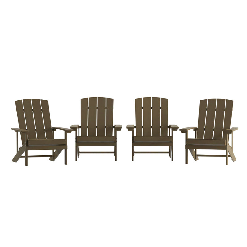 Set of 4 Riviera Adirondack Patio Chairs With Vertical Lattice Back And Weather Resistant Frame