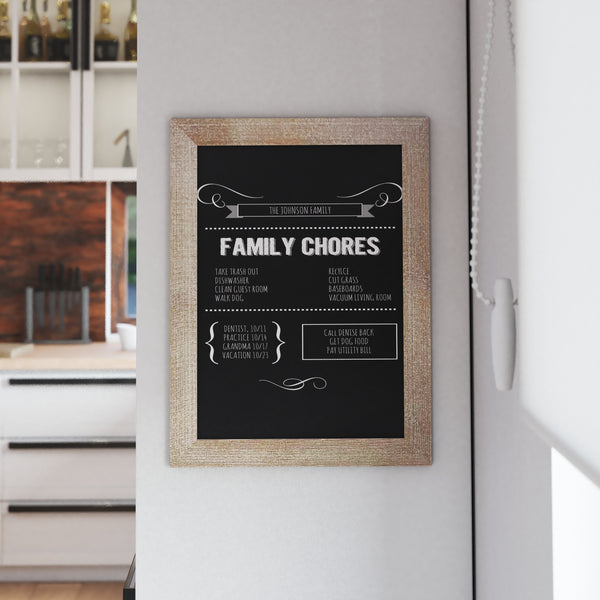 Magda 18" x 24" Weathered Wall Mount Magnetic Chalkboard Sign, Hanging Wall Chalkboard Memo Board