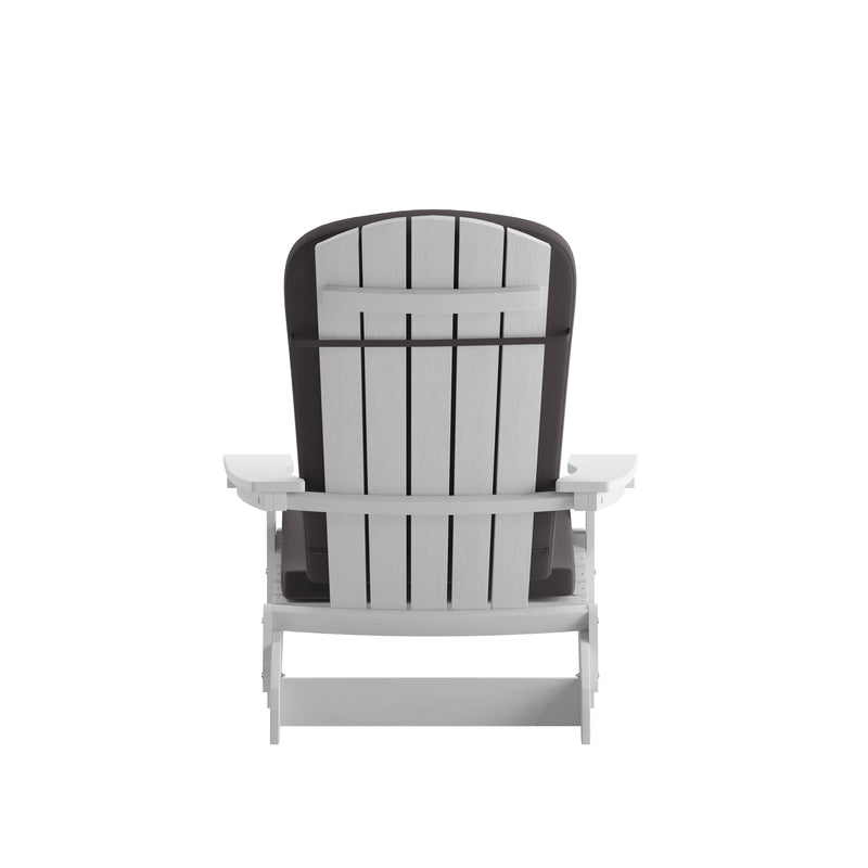 Riviera Set of 2 Weather Resistant Folding Adirondack Patio Chairs With Vertical Lattice Backs and Comfort Foam Cushions