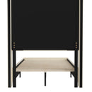 Bramlett Modern Platform Bed Frame with Padded Faux Linen Upholstered Wingback Headboard and Wood Support Slats