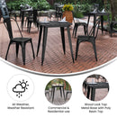 Dryden Indoor/Outdoor Dining Table, 23.75" Square All Weather Poly Resin Top with Steel Base