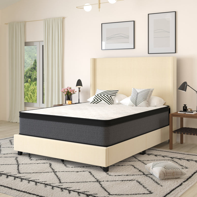Lofton 13" Euro Top Mattress in a Box with Hybrid Pocket Spring and Foam Design for Supportive Pressure Relief