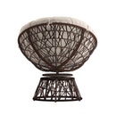 Foley Papasan Style Woven Wicker Swivel Patio Chair in Brown with Removable All-Weather Beige Cushion