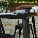 Dryden Indoor/Outdoor Dining Table with Umbrella Hole, 30" x 60" All Weather Poly Resin Top and Steel Base