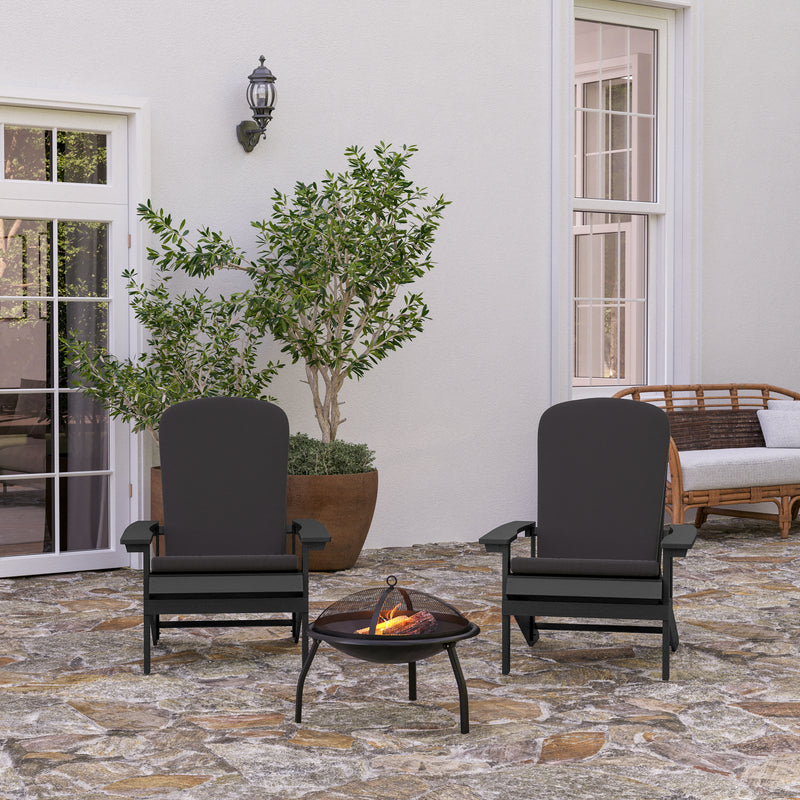 Riviera Set of 2 Weather Resistant Adirondack Patio Chairs With Vertical Lattice Backs and Comfort Foam Cushions