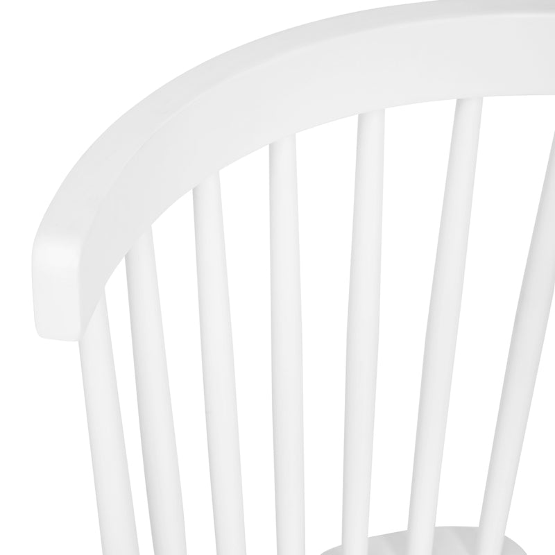 Torrin Set of Two Premium Solid Wood Spindle Back Dining Chairs in White with Saddle Seat and Floor Protectant Felt Pads