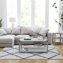 Green River Modern Farmhouse Engineered Wood Coffee Table and Powder Coated Steel Accents