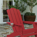 Nassau Adirondack Chair with Cup Holder, Weather Resistant HDPE Adirondack Chair in Red