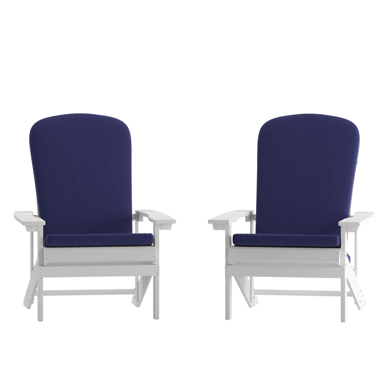 Riviera Set of 2 Weather Resistant Adirondack Patio Chairs With Vertical Lattice Backs and Comfort Foam Cushions