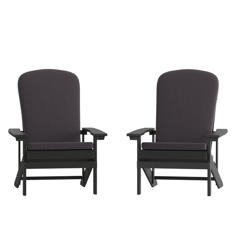 Riviera Set of 2 Weather Resistant Adirondack Patio Chairs With Vertical Lattice Backs and Comfort Foam Cushions