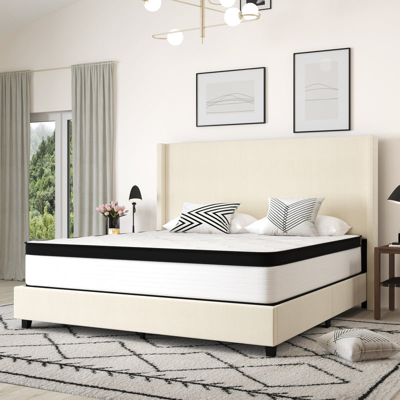 Hulen 12 Inch Extra Firm Hybrid Pocket Spring & CertiPUR-US Certified Foam Mattress in a Box