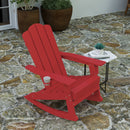 Ridley Adirondack Rocking Chair with Cup Holder, Weather Resistant HDPE Adirondack Rocking Chair in Red, Set of 2