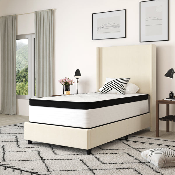 Hulen 12 Inch Extra Firm Twin Hybrid Pocket Spring & CertiPUR-US Certified Foam Mattress in a Box