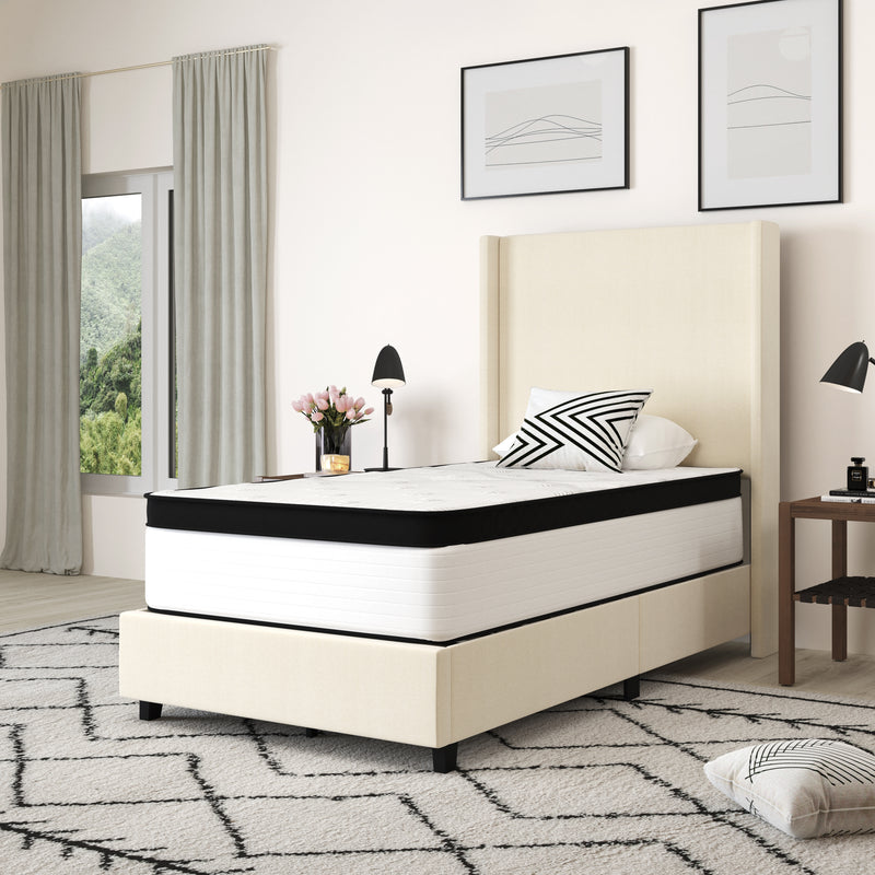 Hulen 12 Inch Extra Firm Twin Hybrid Pocket Spring & CertiPUR-US Certified Foam Mattress in a Box