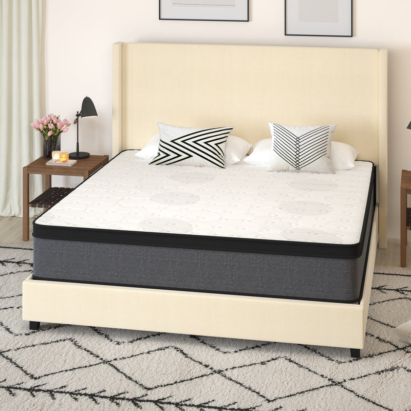 Lofton 13" Euro Top Mattress in a Box with Hybrid Pocket Spring and Foam Design for Supportive Pressure Relief