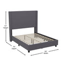 Bramlett Modern Platform Bed Frame with Padded Faux Linen Upholstered Wingback Headboard and Wood Support Slats