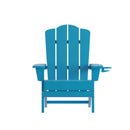 Nassau Adirondack Chair with Cup Holder, Weather Resistant HDPE Adirondack Chair in Blue, Set of 4