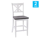 Imelda Set of Two Solid Wood Modern Farmhouse Counter Height Dining Stool