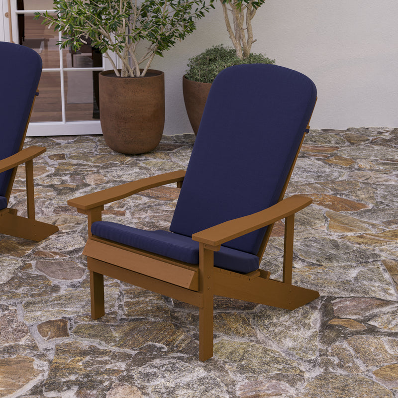 Riviera Set of 2 Weather Resistant Adirondack Patio Chairs With Vertical Lattice Backs and Comfort Foam Cushions