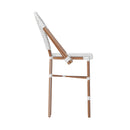 Celia Set of Two Indoor/Outdoor Stacking French Bistro Counter Stools with Patterned Seats and Backs & Light Natural Metal Frames