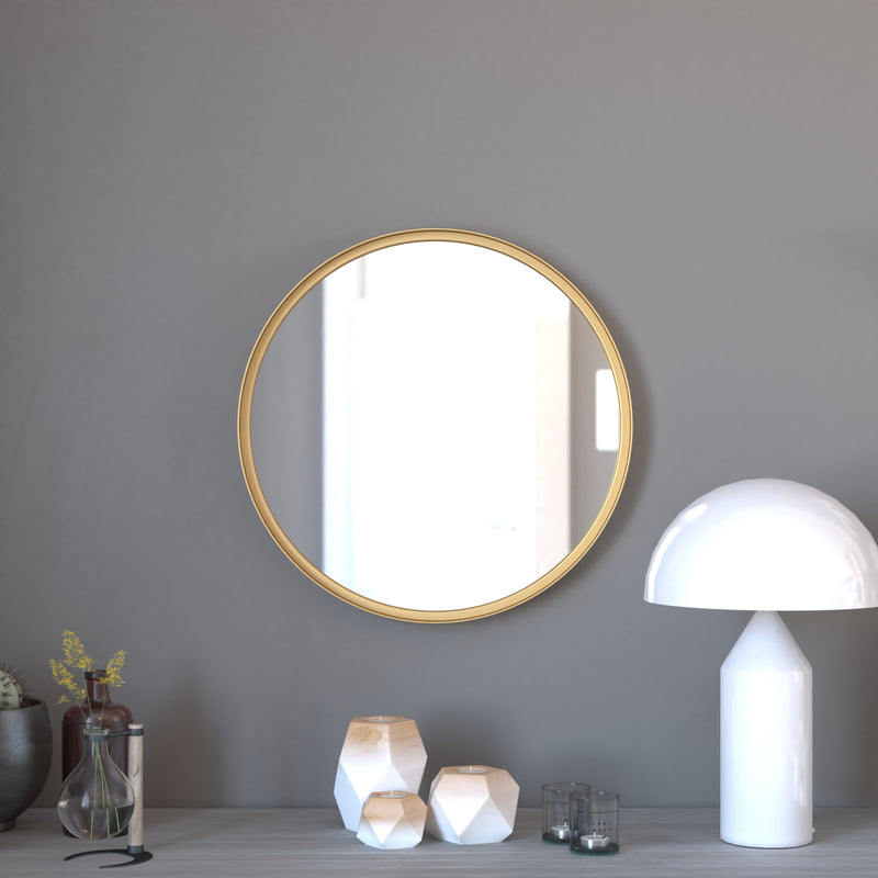 Monaco Round Deep Frame Accent Mirror Round Metal Framed Wall Mount Mirror