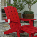 Nassau Adirondack Chair with Cup Holder and Pull Out Ottoman, All-Weather HDPE Indoor/Outdoor Lounge Chair