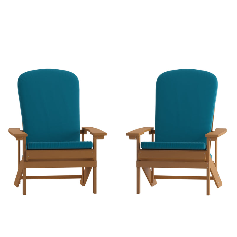 Riviera Set of 2 Weather Resistant Adirondack Patio Chairs With Vertical Lattice Backs and Comfort Foam Cushions