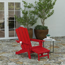 Nassau Adirondack Chair with Cup Holder and Pull Out Ottoman, All-Weather HDPE Indoor/Outdoor Lounge Chair